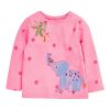 Baby Girl Elephant Embroidered & Dot Pattern Long Sleeve Shirt