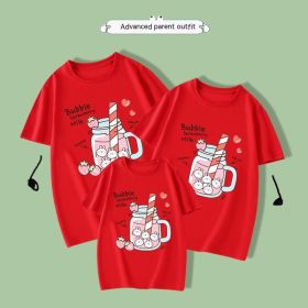 Boys And Girls Fashion Cute Print T-shirt (Option: Red-150cm)