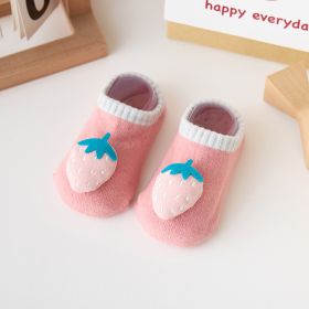 Japanese And Korean Style Extra Thick Fluffy Loop Cartoon Stereo Room Socks (Option: Strawberry-S)