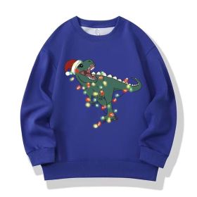 Children's Christmas Red Sweater Pure Cotton Autumn Clothes Western Style (Option: Blue Dinosaur-80cm)
