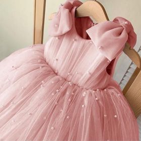 Girls' Dress Cello Piano Birthday Banquet (Option: Pink-130cm)