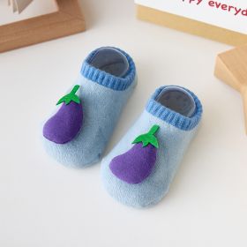 Japanese And Korean Style Extra Thick Fluffy Loop Cartoon Stereo Room Socks (Option: Eggplant-S)