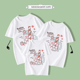 Boys And Girls Fashion Cute Print T-shirt (Option: White-130cm)