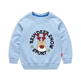 Children's Sweater Korean Style Sweatshirt Boys' Round Neck (Option: Light Blue-110cm)