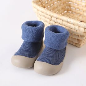Thickened Children Sneakers Winter Super Warm Toddler Indoor Shoes Socks (Option: Blue-2425)