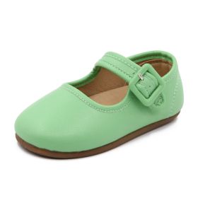 Children's Leather Shoes Candy Color Soft Bottom Cute Princess (Option: Pink Green-24)
