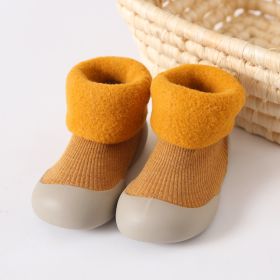 Thickened Children Sneakers Winter Super Warm Toddler Indoor Shoes Socks (Option: Turmeric-2627)