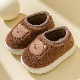 Children's Non Slip Cotton Slippers (Option: Inner Length 19cm-Coffee Bear)