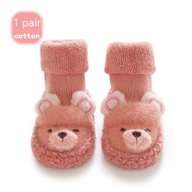 Thickened Baby Walking Floor Socks Cartoon Anti Slip (Option: Pink-L)
