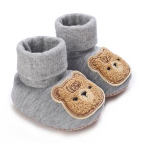 Winter Baby Plush Thick Warm Baby Toddler Shoes (Option: Gray-Inner Length 13cm)